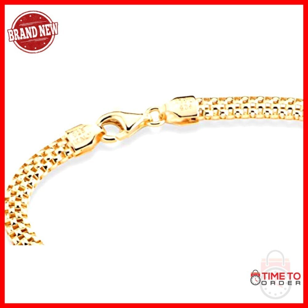 18K Gold Plated Sterling Silver Mesh Link Bracelet 6.5 Inch - Picture 4 of 7